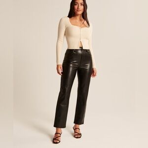 Abercrombie Curve Love Vegan Leather Ankle Straight Ultra High Rise Pant